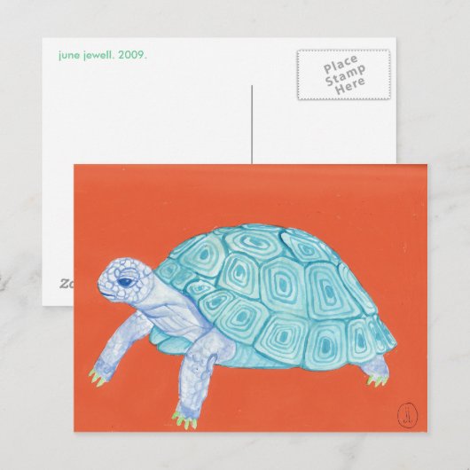 Blauwe schildpad briefkaart (Voorkant / Achterkant)