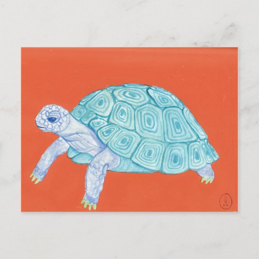 Blauwe schildpad briefkaart (Voorkant)