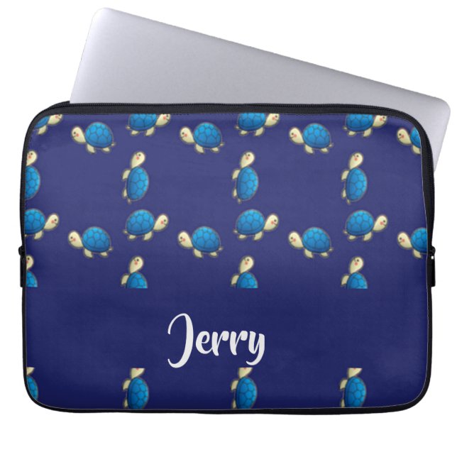 blauwe schildpad laptop sleeve (Voorkant)