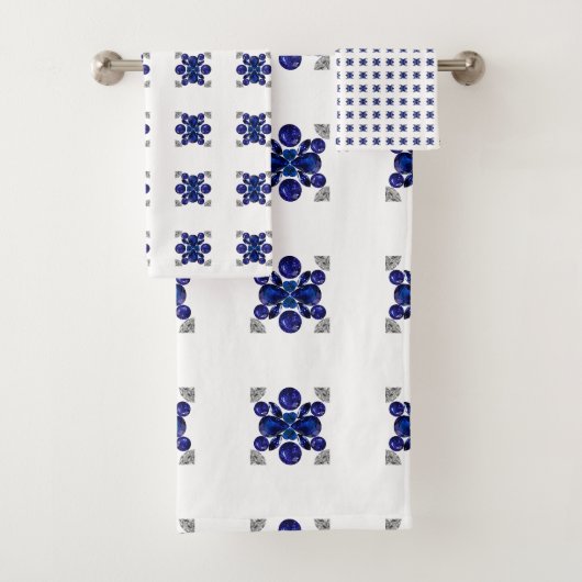 Blauwe schildpad patroon bad handdoek (Insitu)