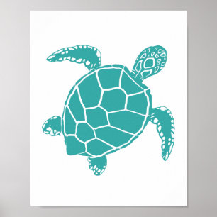 Blauwe schildpad poster