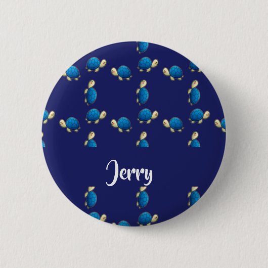 blauwe schildpad ronde button 5,7 cm (Voorkant)