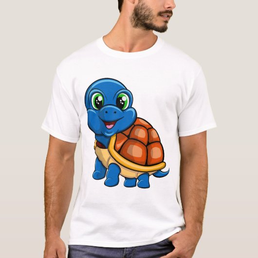 Blauwe schildpad sticker t-shirt (Voorkant)