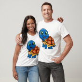 Blauwe schildpad sticker t-shirt (Unisex)