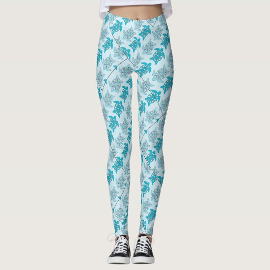 Blauwe schildpadden die Thunder_Cove zwemmen Leggings (Voorkant)