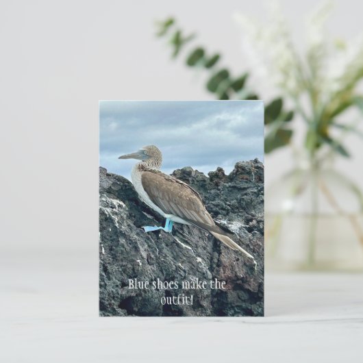 Blauwe schoenen vogel briefkaart (Staand voorkant)