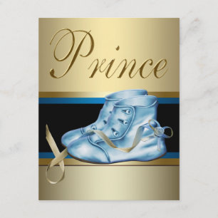 Blauwe Schoenen Zwarte Gouden Kroonprins Baby Show Kaart