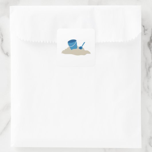 Blauwe schokdemper vierkante sticker (Tas)