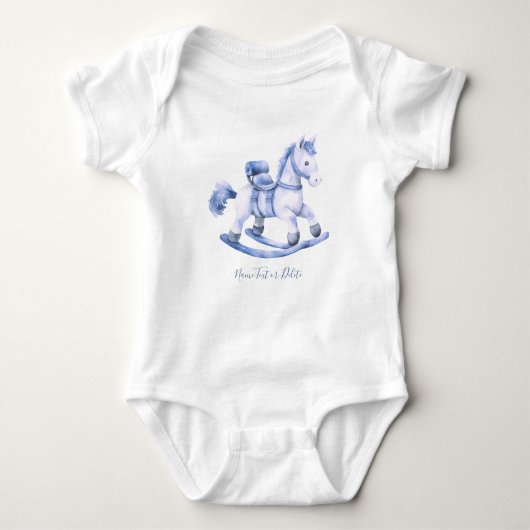 Blauwe Schommelpaard Baby Bodysuit (Voorkant)