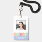 Blauwe School Docent Barcode Foto ID badge (Voorzijde met lanyard)