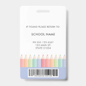 Blauwe School Docent Barcode Foto ID badge (Achterkant)