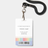Blauwe School Docent Barcode Foto ID badge (Achterkant met lanyard)