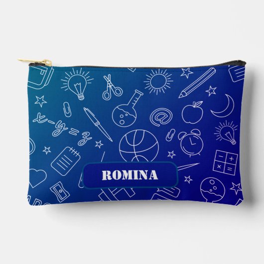 Blauwe School elementen Potlood hoesje/tas Etui (Voorkant)