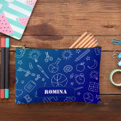 Blauwe School elementen Potlood hoesje/tas Etui