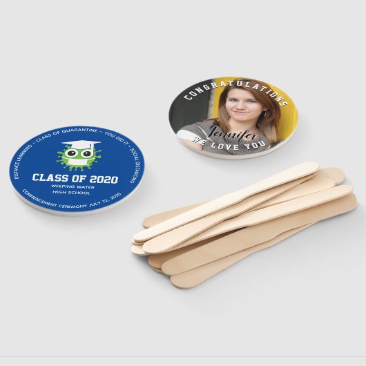 Blauwe School kleuren, 2020 gepersonaliseerd Afstu Handwaaier (Niet-gemonteerd)