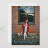 Blauwe School Kleuren Afstudeerfeest Uitnodigingen (Voorkant)