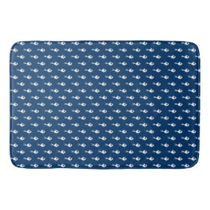 Blauwe School of Fish Pattern Bath Mat