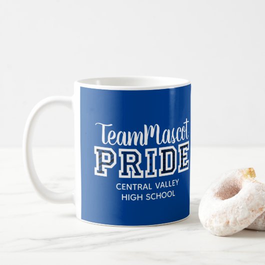 Blauwe School Pride Mascot Name Coffee Mok (Met donut)