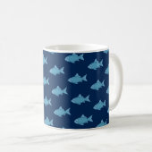 Blauwe school vissen koffiemok (Voorkant rechts)