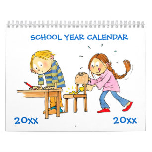 Blauwe schooljaar kalender voor kinderen