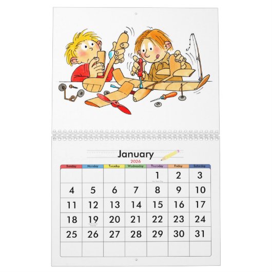 Blauwe schooljaar kalender voor kinderen (Jan 2026)