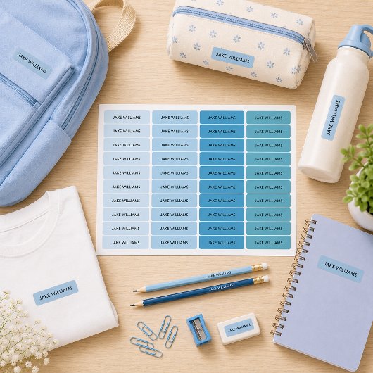 Blauwe schoolkledinglabels voor kinderen labels