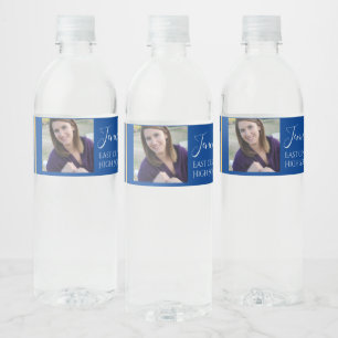 Blauwe schoolkleuren Hogeschool-foto Waterfles Etiket