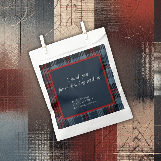 blauwe schotse country bruiloft bedankzakje