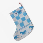 Blauwe schrander kleine kerstsok (Achterkant (Hangend))