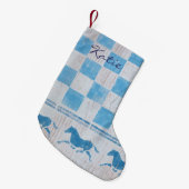 Blauwe schrander kleine kerstsok (Voorkant (Hangend))