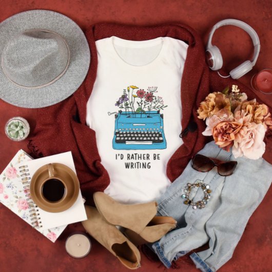 Blauwe  schrijfmachine die ik eerder zou schrijven t-shirt