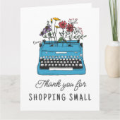  blauwe schrijfmachine Hartelijk dank dat je klein Kaart (Voorkant)