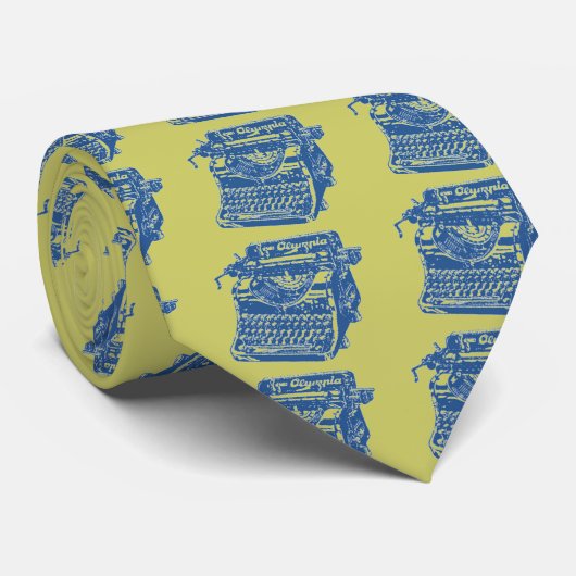  blauwe schrijfmachine stropdas (Opgerold)