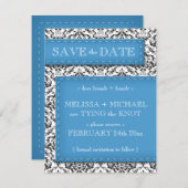 Blauwe schuine streepjes opslaan Datum aankondigin Kaart (Voorkant / Achterkant)