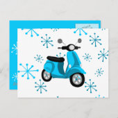 Blauwe scooter briefkaart (Voorkant / Achterkant)