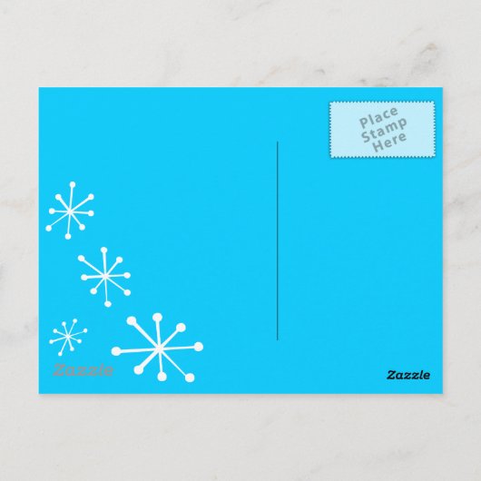 Blauwe scooter briefkaart (Achterkant)