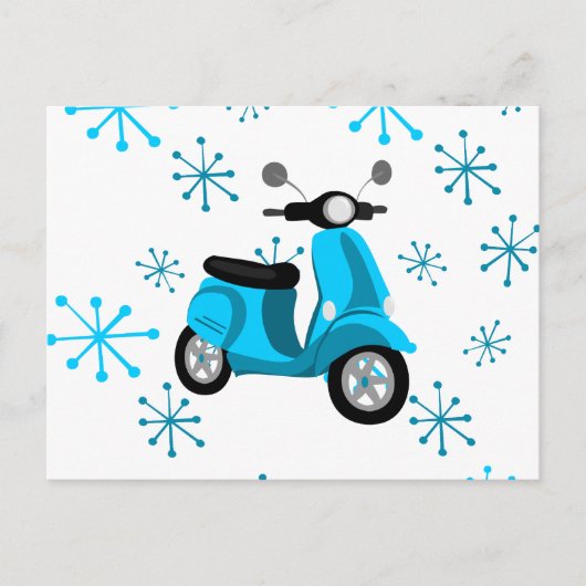 Blauwe scooter briefkaart (Voorkant)