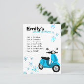 Blauwe scooter kaart (Staand voorkant)