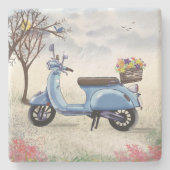 Blauwe Scooter Stenen Onderzetter (Voorkant)