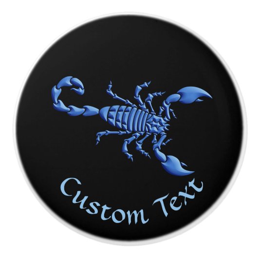 Blauwe Scorpion Keramische Knop (Voorkant)