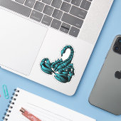 Blauwe Scorpion, tribale kunststijl Sticker (Laptop met iPhone)