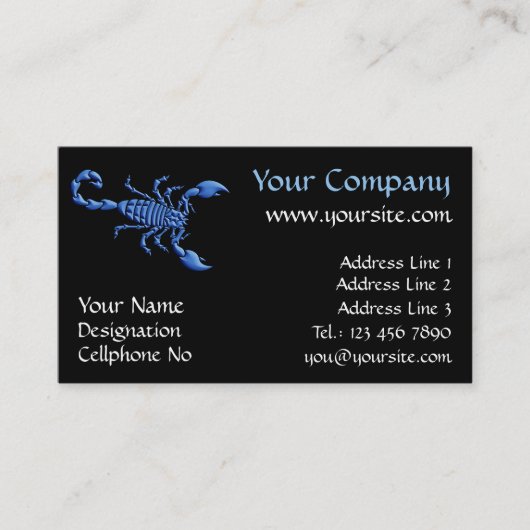 Blauwe Scorpion Visitekaartje (Voorkant)