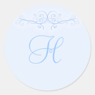 Blauwe Scroll Trouwstickers Ronde Sticker
