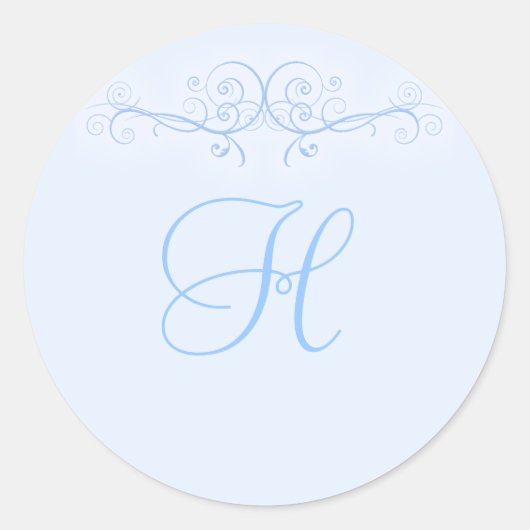 Blauwe Scroll Trouwstickers Ronde Sticker (Voorkant)