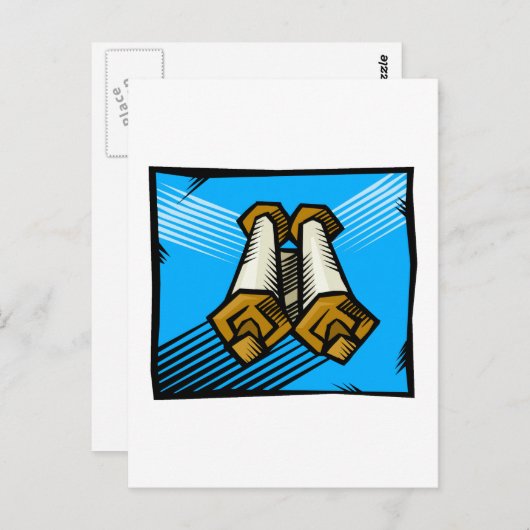 Blauwe scrollen briefkaart (Voorkant / Achterkant)