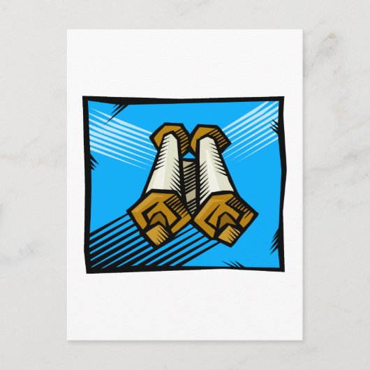 Blauwe scrollen briefkaart (Voorkant)