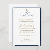 Blauwe scroller met kleine gouden kerstboom kaart (Voorkant / Achterkant)