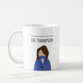 Blauwe scrubs Bedankt Vrouw Doctor illustratie Koffiemok