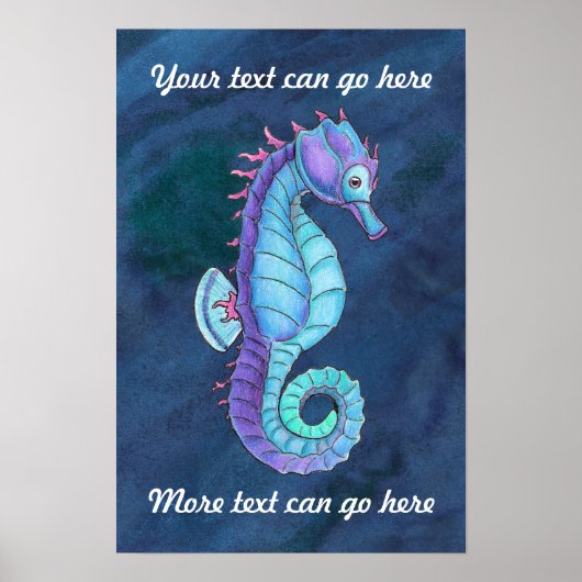 Blauwe Seahorse print (Voorkant)