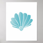 Blauwe Seashell Beach Art Print (Voorkant)